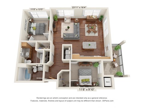 Centennial Crossings_3D_2 Bedroom B3